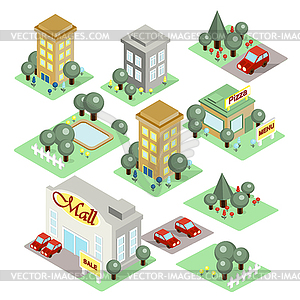 Set of Isometric City - vector clip art