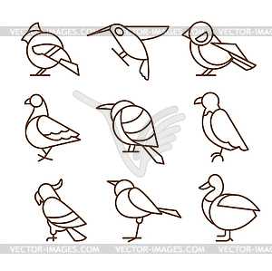 Bird Icons, Thin Line Style, Flat Design - vector clip art