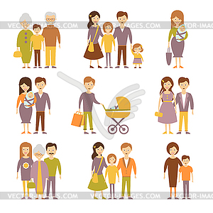 Family Figures Icons Set - royalty-free vector image