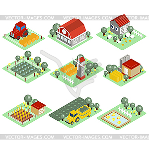 Подробное Изометрические Ферма - векторный клипарт