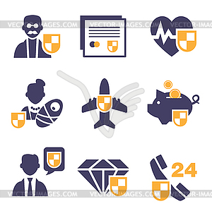 Set Insurance Icons - vector EPS clipart