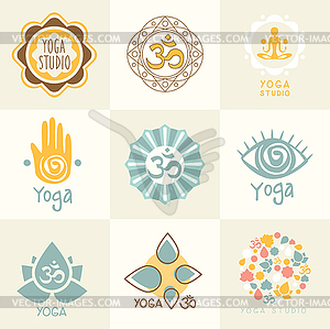 Set of Yoga and Meditation Symbols - vector clipart