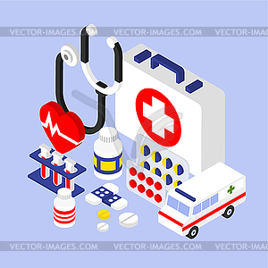 Flat 3d Isometric Infographic for Medical - vector image