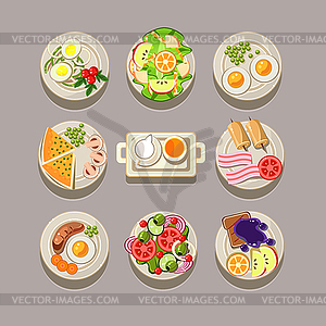 Breakfast Concept With Fresh Food - vector image