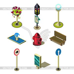 Flat 3d Isometric High Quality City Street Urban - vector clipart