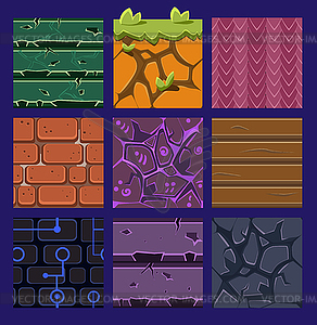 Different Materials and Textures for Game - vector clipart