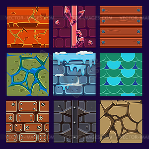 Different Materials and Textures for Game - vector clipart