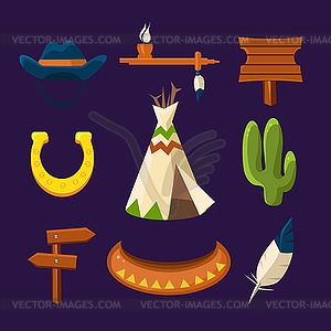 Wild West Cowboy Flat Icons - vector clipart