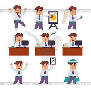 Set of Businessman Activities - vector clip art