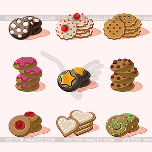 Cookies of Cartoon Food Icons - vector clip art