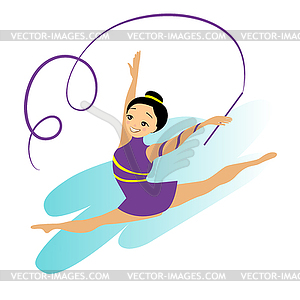 Sports Women Art Gymnastics Workout Exercise - vector image