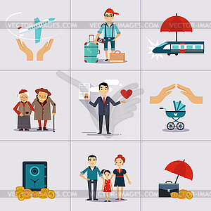 Insurance Character and Icons Template - vector clip art