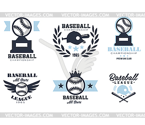 Baseball Emblems or Badges with Various Designs - vector clipart