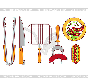 Food Grill,Bbq,Roast,Steak Flat - vector clip art