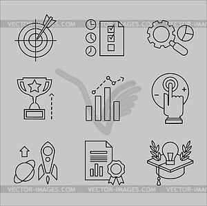 Flat Line Icons for Web Development - vector clipart