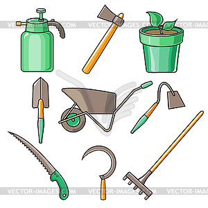 Garden Tools Flat Design - vector image