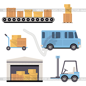 Warehouse Icons Flat - vector clipart