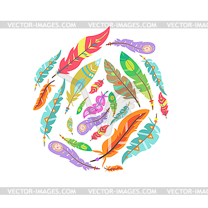 Colored Feathers Set - vector clip art