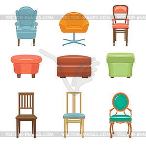 Interior, Luxury and Wood Chairs - vector image