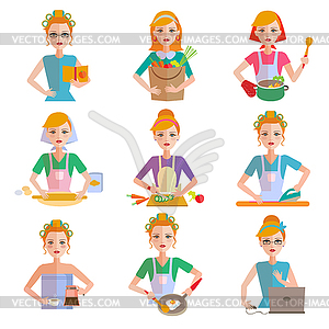 Housewife Icon Set - vector image