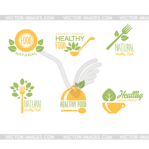 Set of Organic and Natural Food Labels - stock vector clipart