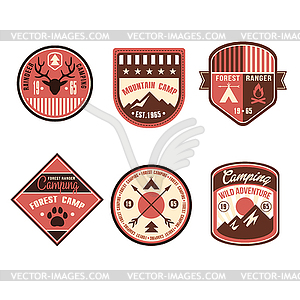 Vintage Outdoor Camp Badges and Logo Emblems - vector clipart