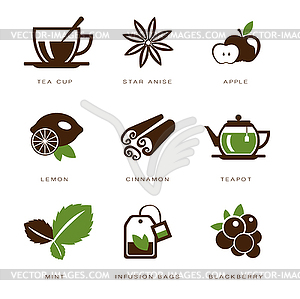 Tea icon set - vector clipart