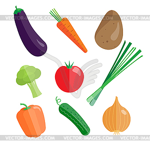 Set of Fresh Vegetables - vector clip art