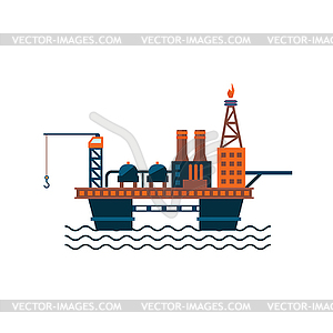 Oil Factory Platform on Water. Illustartion - vector clipart / vector image