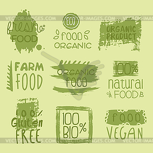 Bio Food Lables Set - vector image