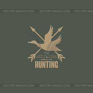 Hunting Vintage Emblem with Horns and Guns - stock vector clipart