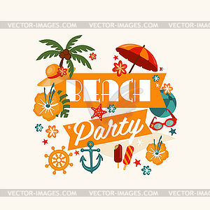 Brach Party Banner with Lettering - vector clipart