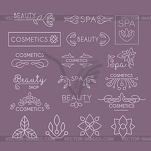 Beauty Industry Lettering and Curls. Set - vector clip art