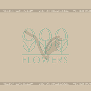 Flower Shop Icon and Lettering Set - color vector clipart