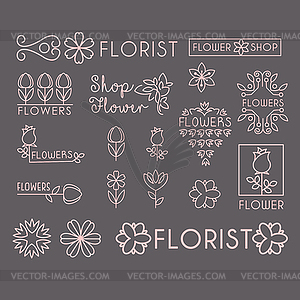 Flower Shop Icon and Lettering Set - vector clip art