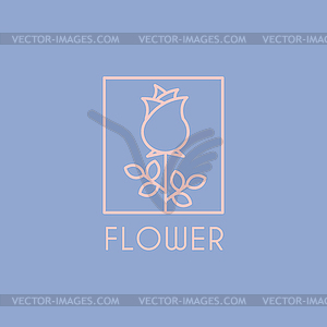 Flower Shop Icon and Lettering Set - vector image