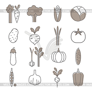 Simple Vegetable Set. Handdrawn - vector clip art