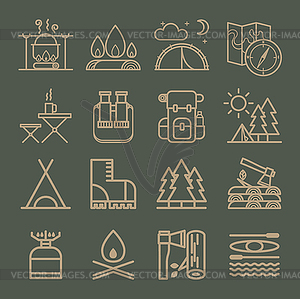 Set of Camping Equipment Symbols - vector clipart