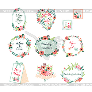 Floral Vintage s for Cards and Decor. Set - vector clipart / vector image