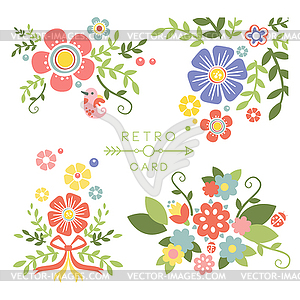 Floral Vintage Elements for Cards and Decor. Set - vector clip art