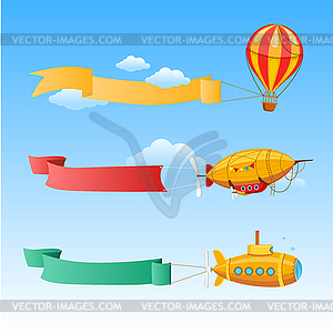 Retro Aircraft with Long Banners for Text on - vector clipart