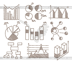 Graphs, Charts and Diagrams. Business Icons Set - royalty-free vector image