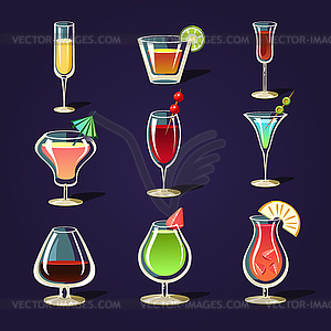 Alcohol Coctails and Other Drinks - vector clipart