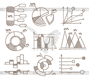 Graphs, Pie Charts and Diagrams. Business Icons Set - vector image