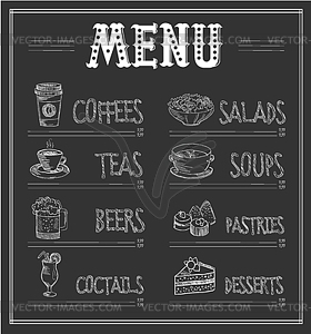 Chalkboard Menu Template of Food and Drinks - vector clip art