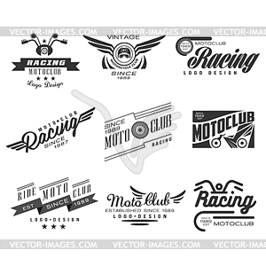 Vintage Motorcycle Labels, Badges, Text and Design - royalty-free vector clipart