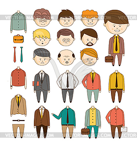 Create your ideal Businessman. set of details to - color vector clipart