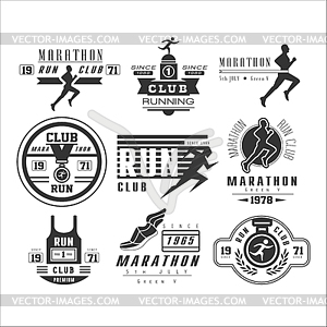 Running club labels, emblems and design elements - vector image