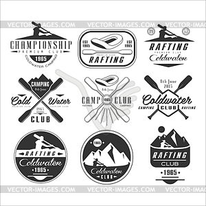 Kayak and canoe emblems, badges, design elements - vector clip art