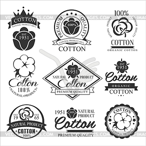 Cotton badges design, organic product - vector image